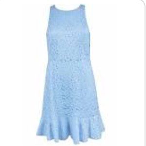 NINE WEST LIGHT BLUE FLORAL EYELET DRESS